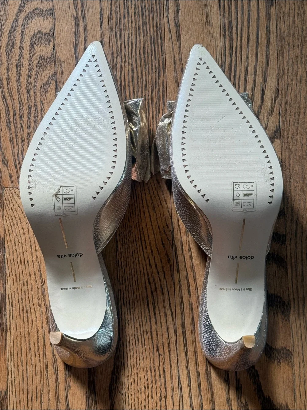 Dolce Vita Gold Pointed Bow Slip-On Heels